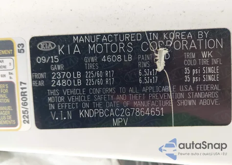 2016 Kia Sportage Lx из США, поврежденный, VIN KNDPBCAC2G7864651